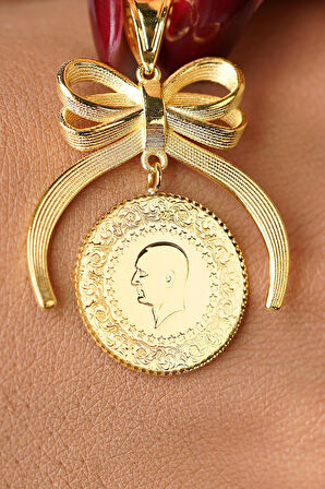 14 Ayar Altın Fiyonklu Çeyrek Altın Kolye Ucu