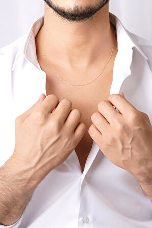 14 Ayar Altın Singapur Zincir Erkek Kolye 0.75 mm