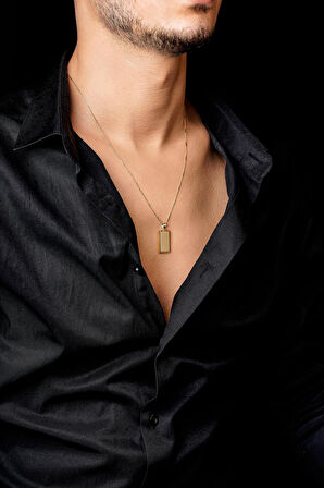 14 Ayar Altın Külçeli Çubuk Zincir Erkek Kolye