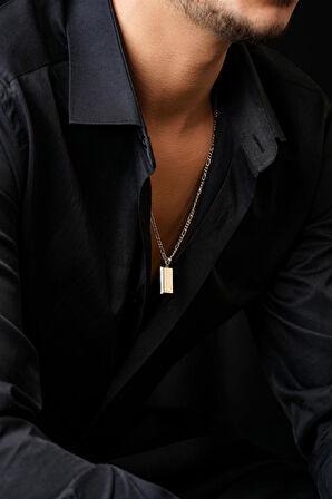 14 Ayar Altın Külçeli Figaro Zincir Erkek Kolye