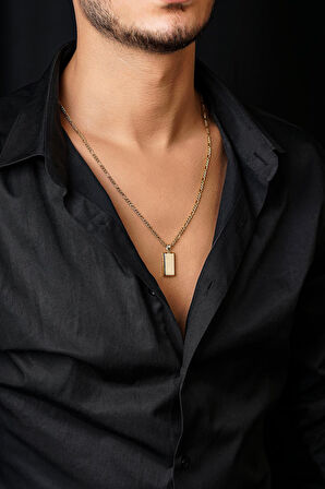 14 Ayar Altın Külçeli Figaro Zincir Erkek Kolye