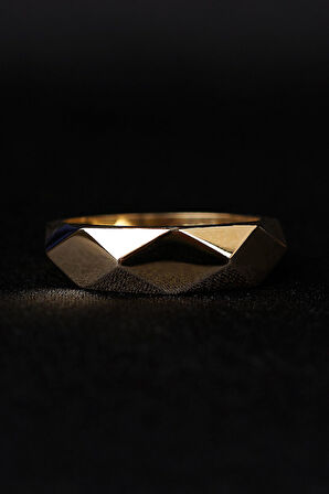 14 Ayar Altın Asimetrik Yüzük Erkek