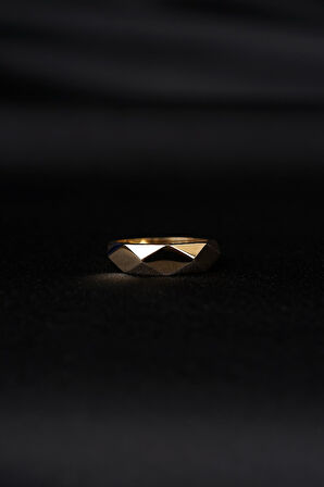14 Ayar Altın Asimetrik Yüzük Erkek