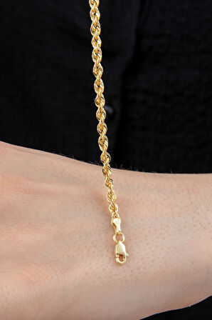 14 Ayar Altın Işıltılı Burgu Zincir Bileklik 3.15 mm