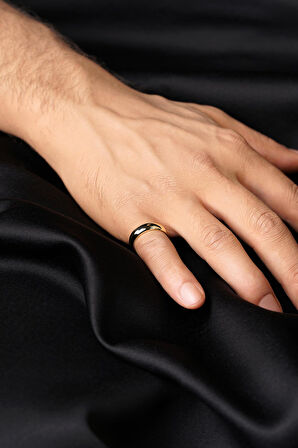 14 Ayar Altın İnce Bombeli Erkek Yüzük