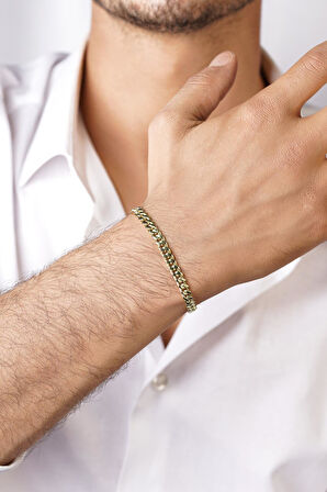 14 Ayar Altın Gurmet Zincir Erkek Bileklik