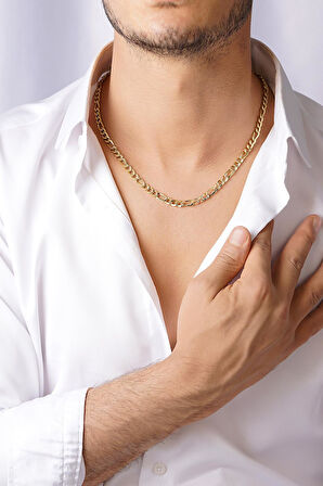 14 Ayar Altın Figaro Zincir Erkek Kolye