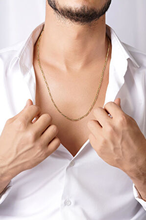 14 Ayar Altın Figaro Zincir Erkek Kolye 3.60 mm