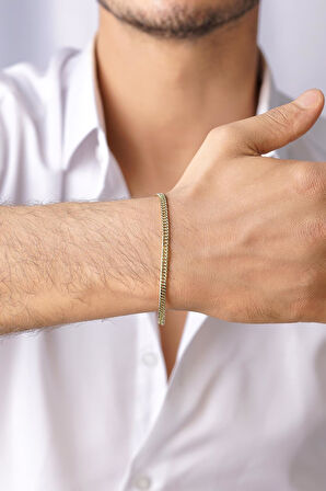 14 Ayar Altın Sık Gurmet Zincir Erkek Bileklik