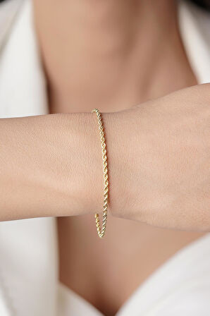 14 Ayar Altın Halat Burgu Zincir Bileklik