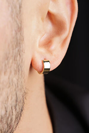 14 Ayar Altın Geniş Halka Küpe Erkek