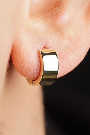 14 Ayar Altın Geniş Halka Küpe Erkek