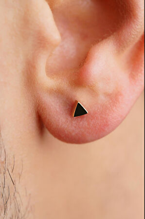 14 Ayar Altın Mini Üçgen Küpe Erkek