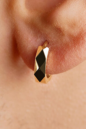 14 Ayar Altın Asimetrik Kesim Halka Küpe Erkek