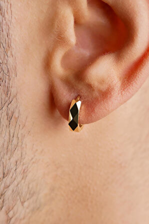 14 Ayar Altın Asimetrik Kesim Halka Küpe Erkek