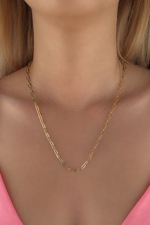 14 Ayar Altın Oval Ataç Zincir 3.60 mm