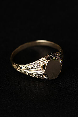 14 Ayar Altın İşlemeli Şövalye Erkek Yüzük