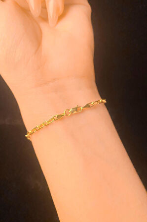 14 Ayar Altın Köşeli Oval Ataç Bileklik