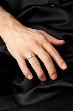 14 Ayar Altın Küp İşlemeli Şövalye Erkek Yüzük