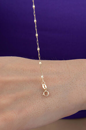 14 Ayar Altın Aynalı Ataç Zincir Bileklik