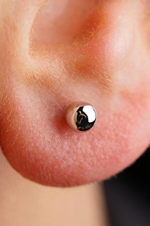 14 Ayar Altın Yuvarlak Top Küpe Erkek