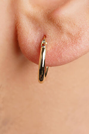 14 Ayar Altın İnce Silindir Halka Küpe Erkek