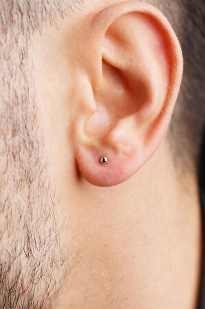 14 Ayar Altın Mini Yuvarlak Top Küpe Erkek