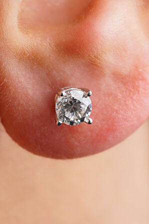 14 Ayar Altın Tektaş Küpe Erkek