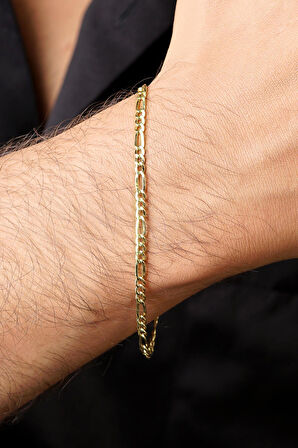 14 Ayar Altın Figaro Zincir Erkek Bileklik İnce 3,20  mm