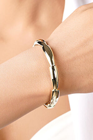 14 Ayar Altın İnce Su Damlası Kelepçe Bilezik