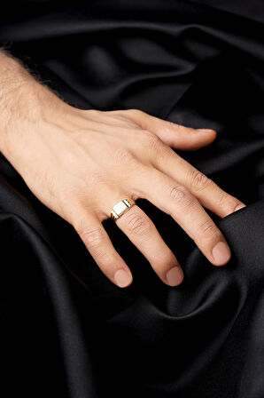 14 Ayar Altın Kare Şövalye Erkek Yüzük