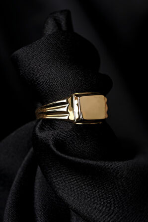 14 Ayar Altın Kare Şövalye Erkek Yüzük