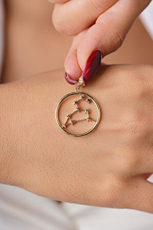 14 Ayar Altın Aslan Burcu Kolye Ucu Burç Yıldız Haritası