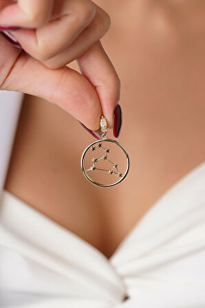 14 Ayar Altın Aslan Burcu Kolye Ucu Burç Yıldız Haritası