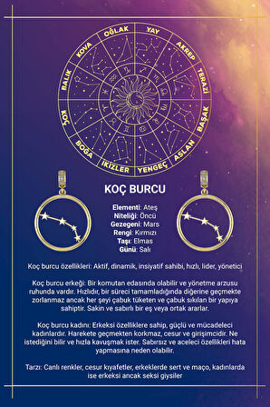 14 Ayar Altın Koç Burcu Kolye Ucu Burç Yıldız Haritası