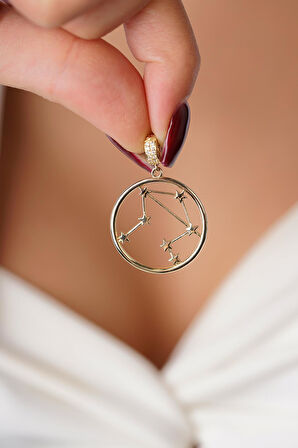 14 Ayar Altın Terazi Burcu Kolye Ucu Burç Yıldız Haritası