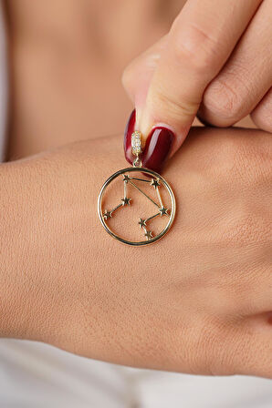 14 Ayar Altın Terazi Burcu Kolye Ucu Burç Yıldız Haritası