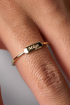 14 Ayar Altın Dikdörtgen Plaka Yüzük