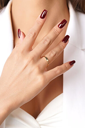 14 Ayar Altın Dikdörtgen Plaka Yüzük