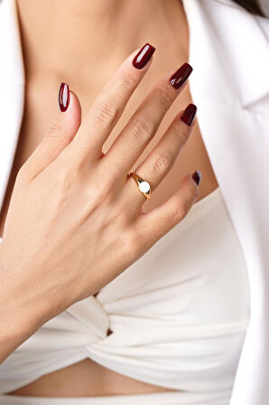 14 Ayar Altın Yuvarlak Plaka Yüzük