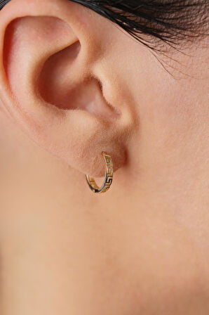 14 Ayar Altın Greek Halka Küpe