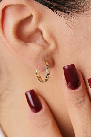 14 Ayar Altın Büyük Greek Halka Küpe