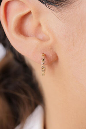 14 Ayar Altın Büyük Greek Halka Küpe