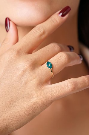 14 Ayar Altın Taşlı Sedefli Yüzük