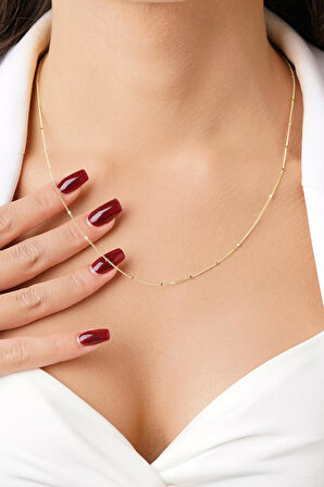 14 Ayar Altın Gurmet Zincirde Küp Detaylı Kolye