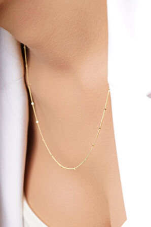 14 Ayar Altın Gurmet Zincirde Küp Detaylı Kolye