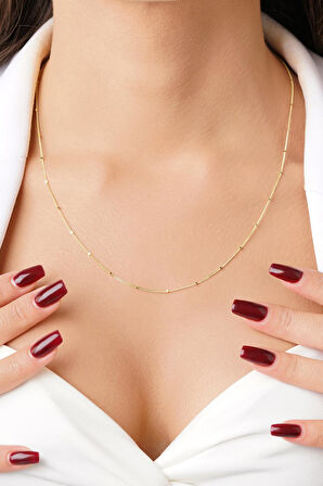 14 Ayar Altın Gurmet Zincirde Küp Detaylı Kolye