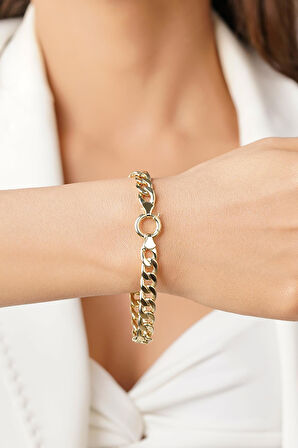 14 Ayar Altın Gurmet Zincir Bileklik 8 mm