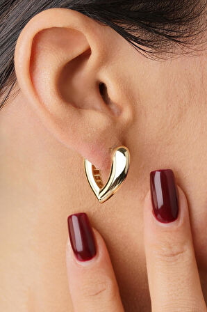 14 Ayar Altın Kalp Motifli Damla Küpe