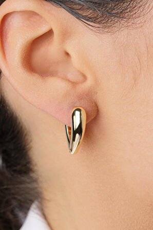 14 Ayar Altın Kalp Motifli Damla Küpe